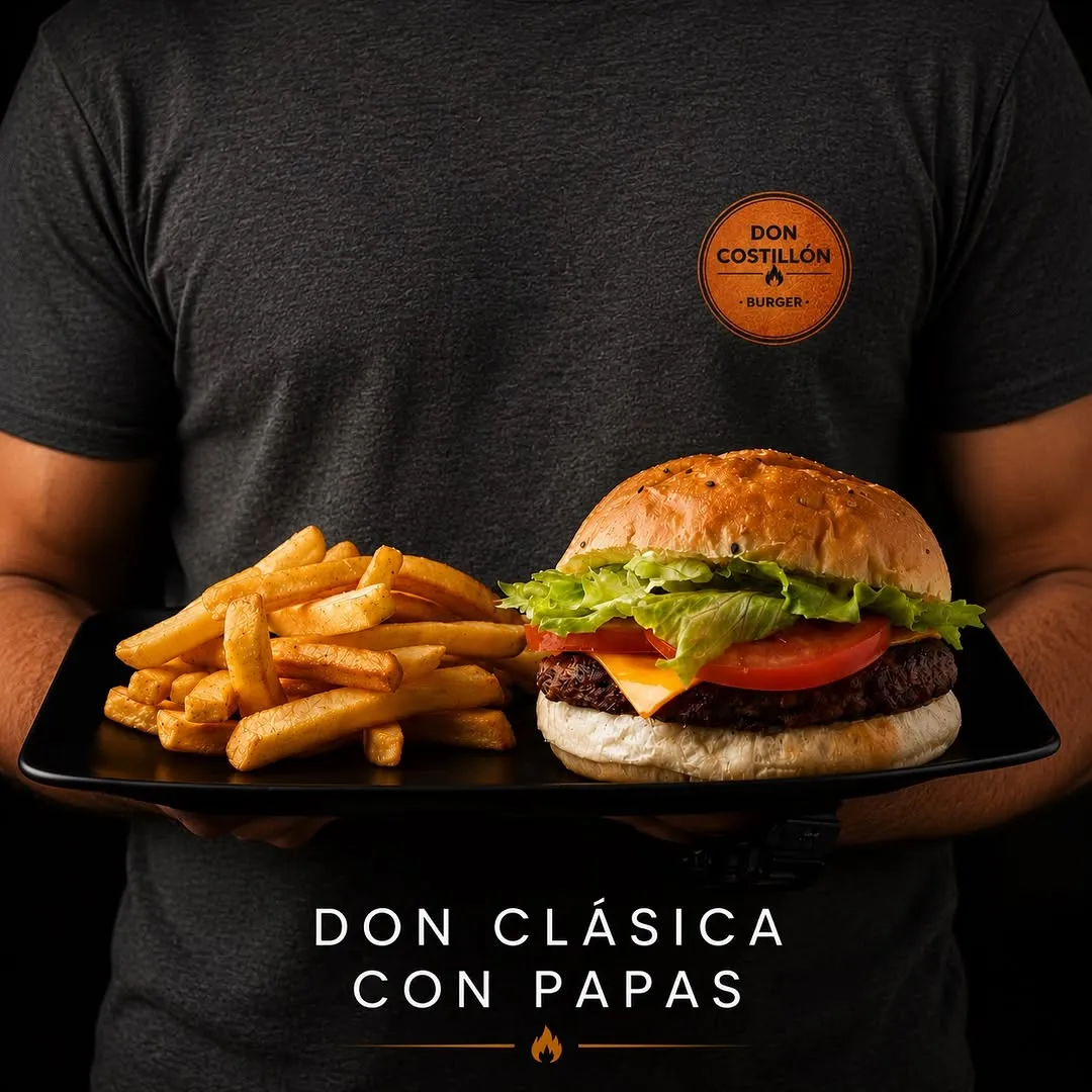 Hamburguesa Don Clásica con papas fritas